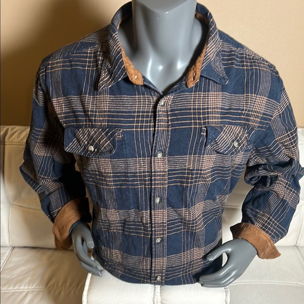 Legendary Whitetails Men’s Blue Brown Long Sleeve Button Down Shirt 2XL